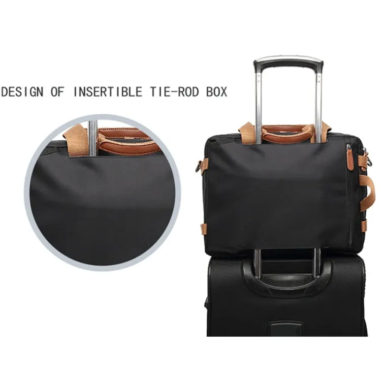 10001 Business Computer Backpack Multifunctional Simple Waterproof Nylon Travel Backpack, Size: 15.6 inch(Canvas Black)