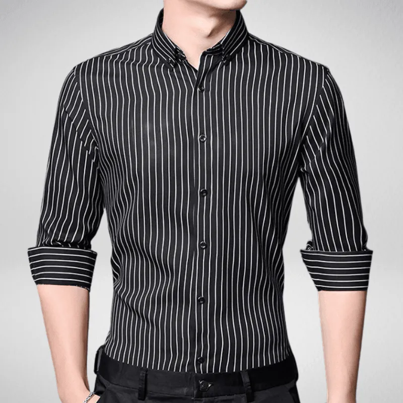 Classic Long Sleeve Button Up Striped Shirt