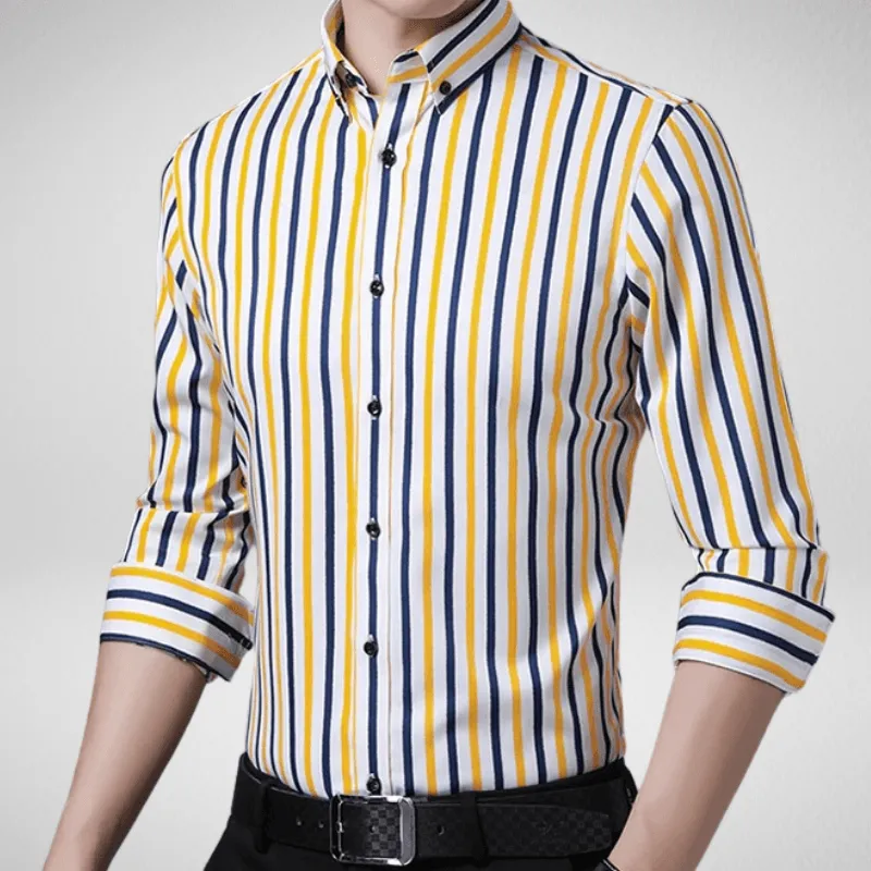Classic Long Sleeve Button Up Striped Shirt