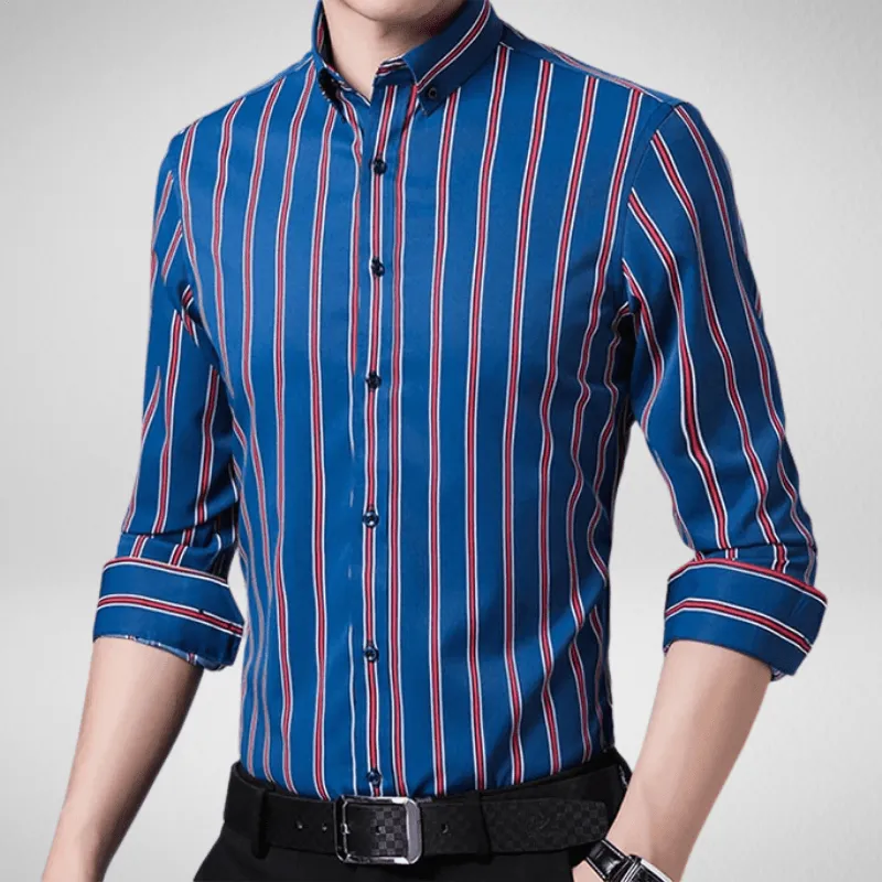 Classic Long Sleeve Button Up Striped Shirt
