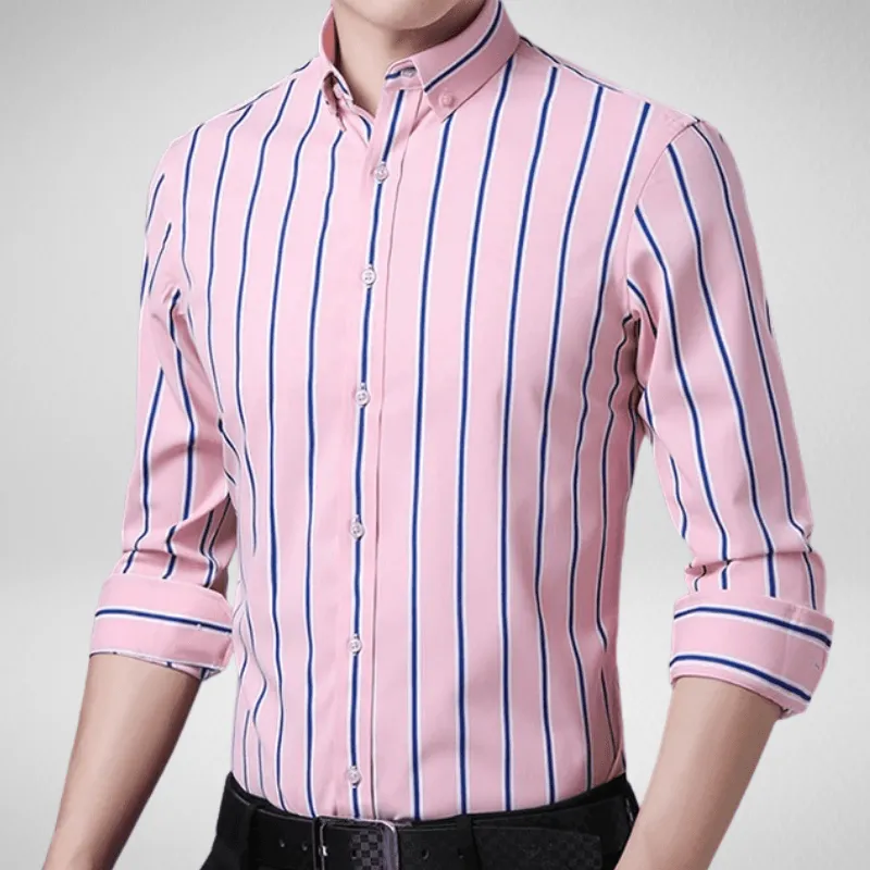 Classic Long Sleeve Button Up Striped Shirt