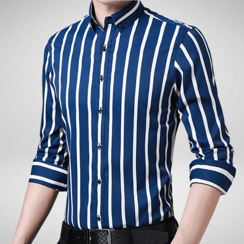 Classic Long Sleeve Button Up Striped Shirt