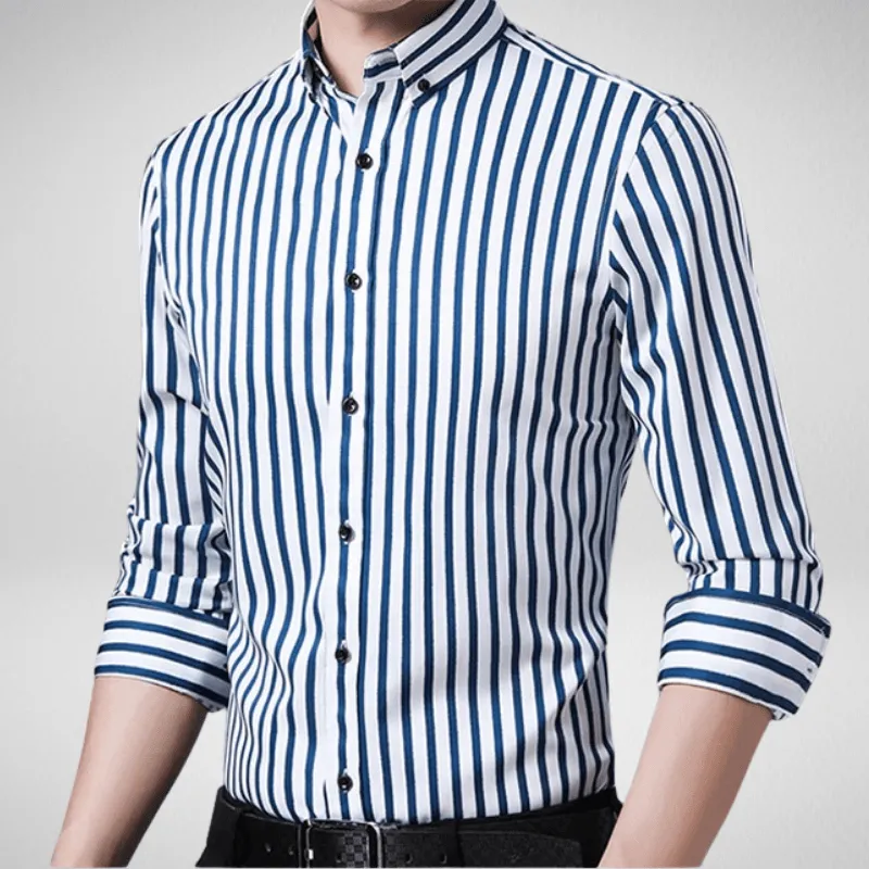 Classic Long Sleeve Button Up Striped Shirt