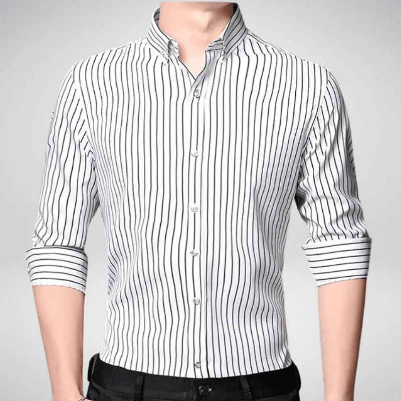 Classic Long Sleeve Button Up Striped Shirt