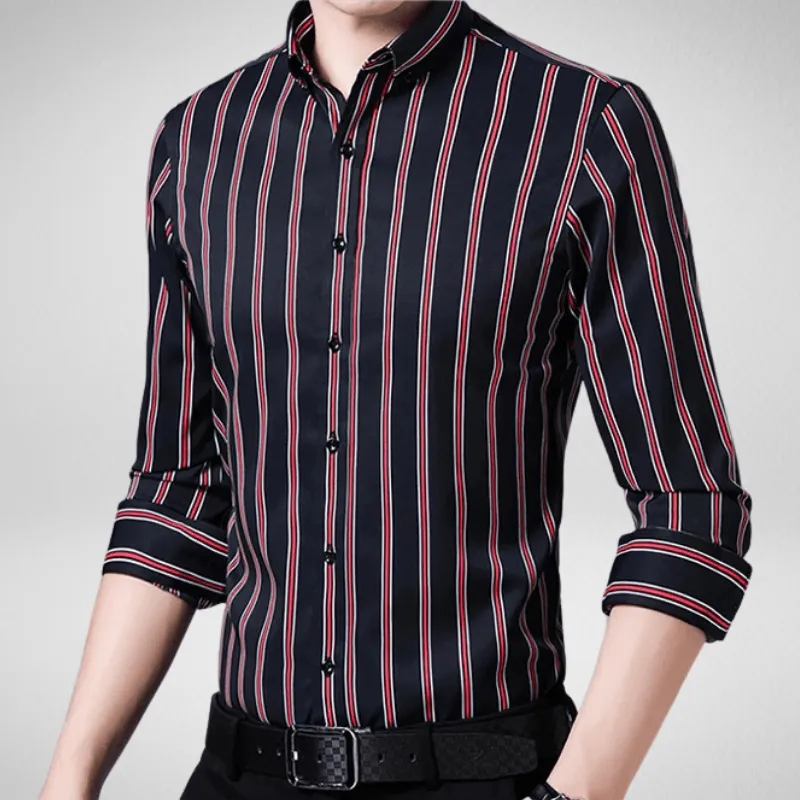 Classic Long Sleeve Button Up Striped Shirt