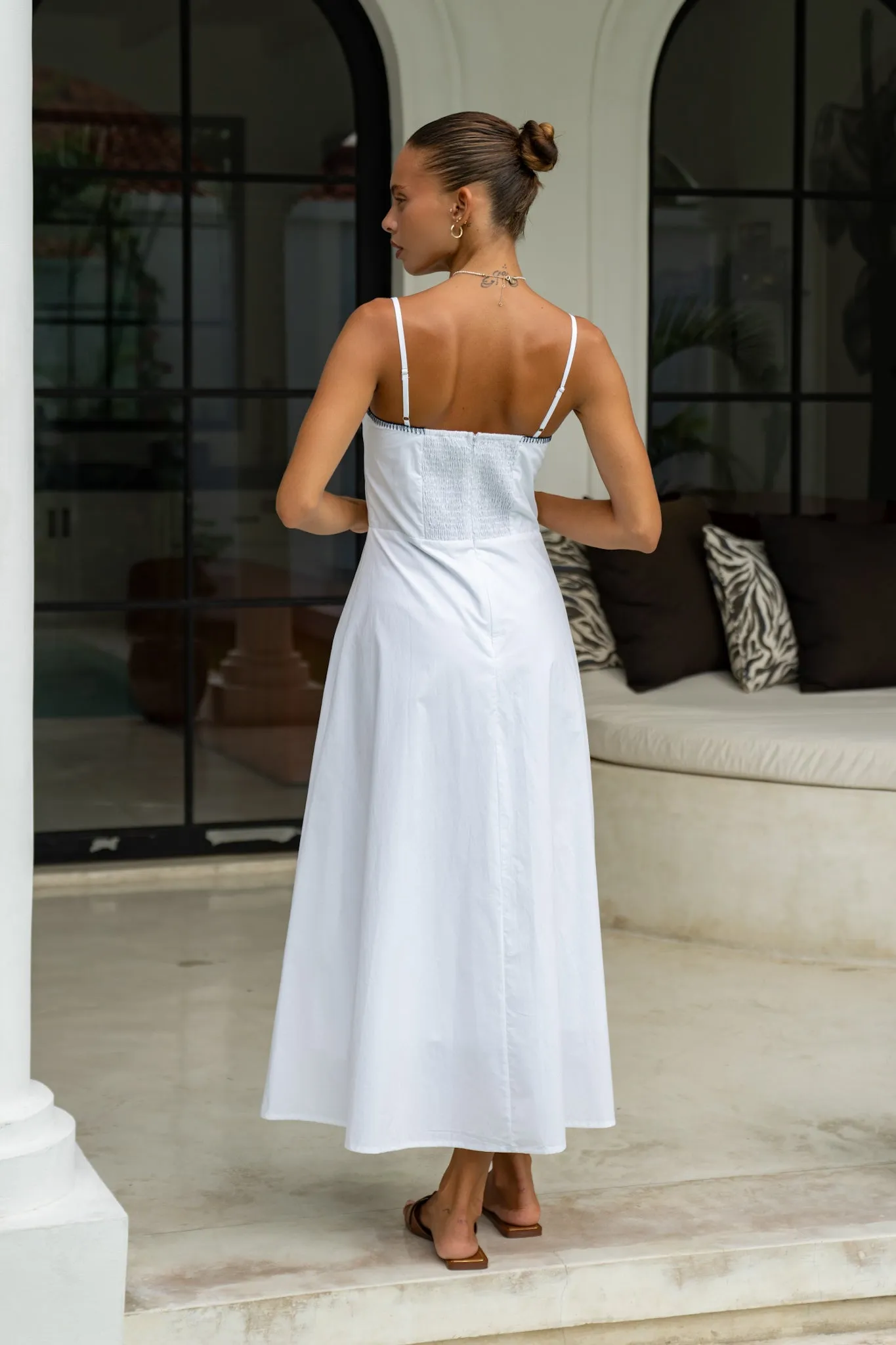 Fiona White Contrast Midi Dress