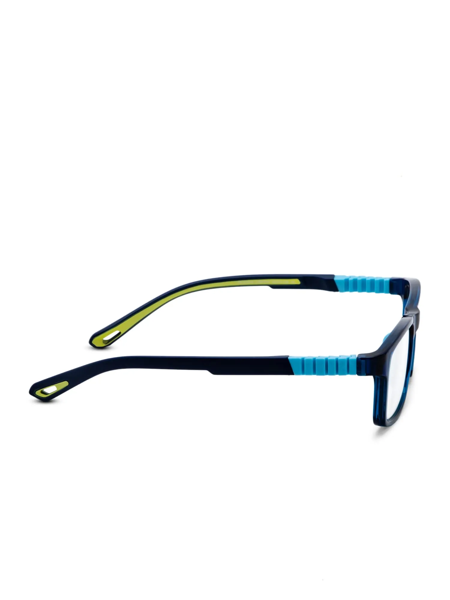 Intellilens Square Kids Computer Glasses for Eye Protection with Lens Cleaner Solution for Spectacles | Zero Power, Anti Glare & Blue Light Filter Glasses | (Blue) (49-16-130)