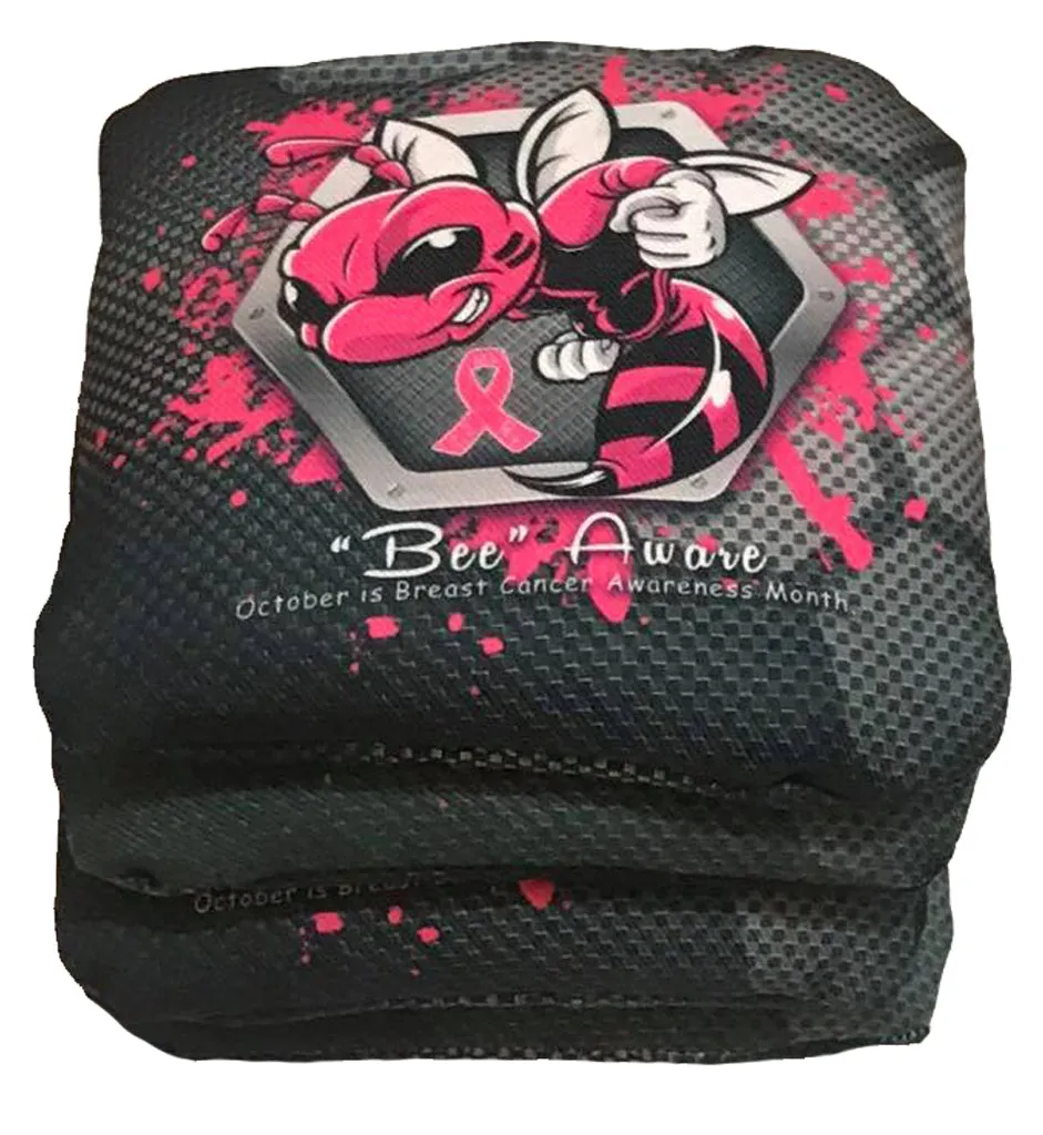 Killer Bees Bee Aware Breast Cancer Awareness cornhole bags