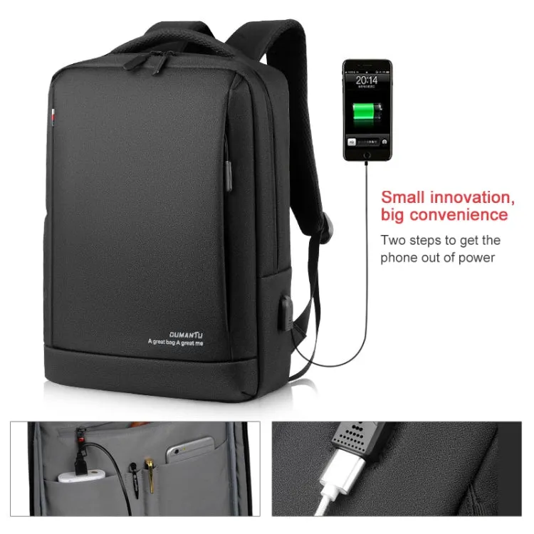 OUMANTU 9003 Business Laptop Bag Oxford Cloth Large Capacity Backpack with External USB Port(Grey)