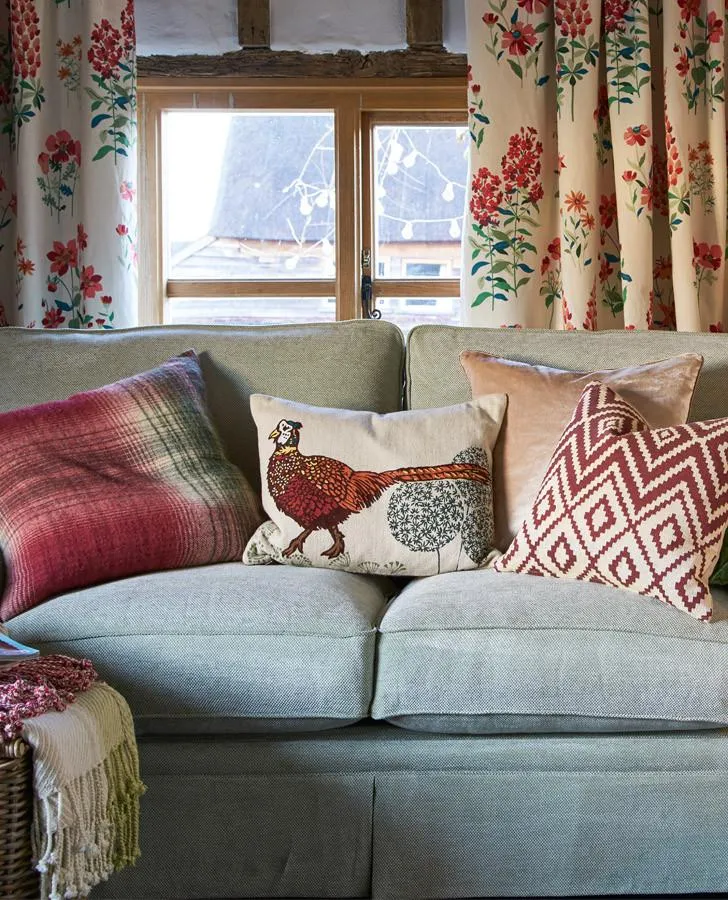 Pheasant Embroidered Cushion