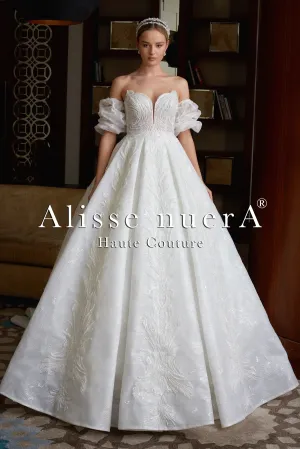 Portable Balloon Sleeve A-Line Lace Wedding Dress Model