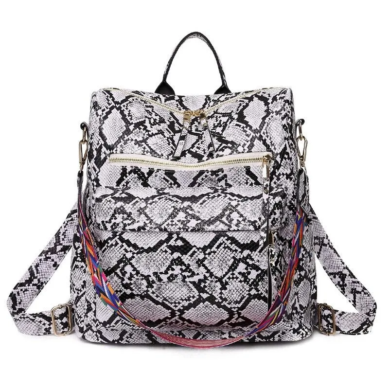 PU Leather Large Capacity Printed Fashion Backpack For Women