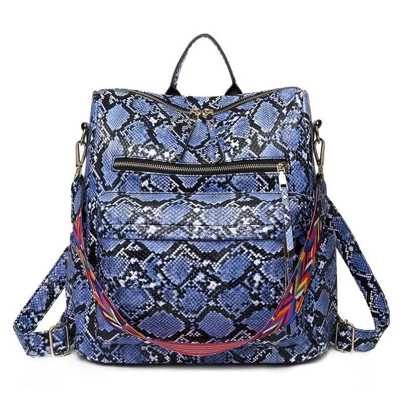 PU Leather Large Capacity Printed Fashion Backpack For Women