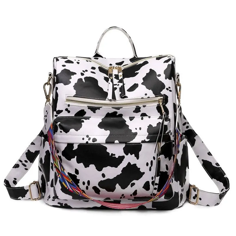PU Leather Large Capacity Printed Fashion Backpack For Women
