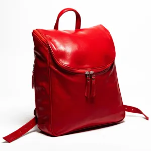 Student Leather Backpack Red