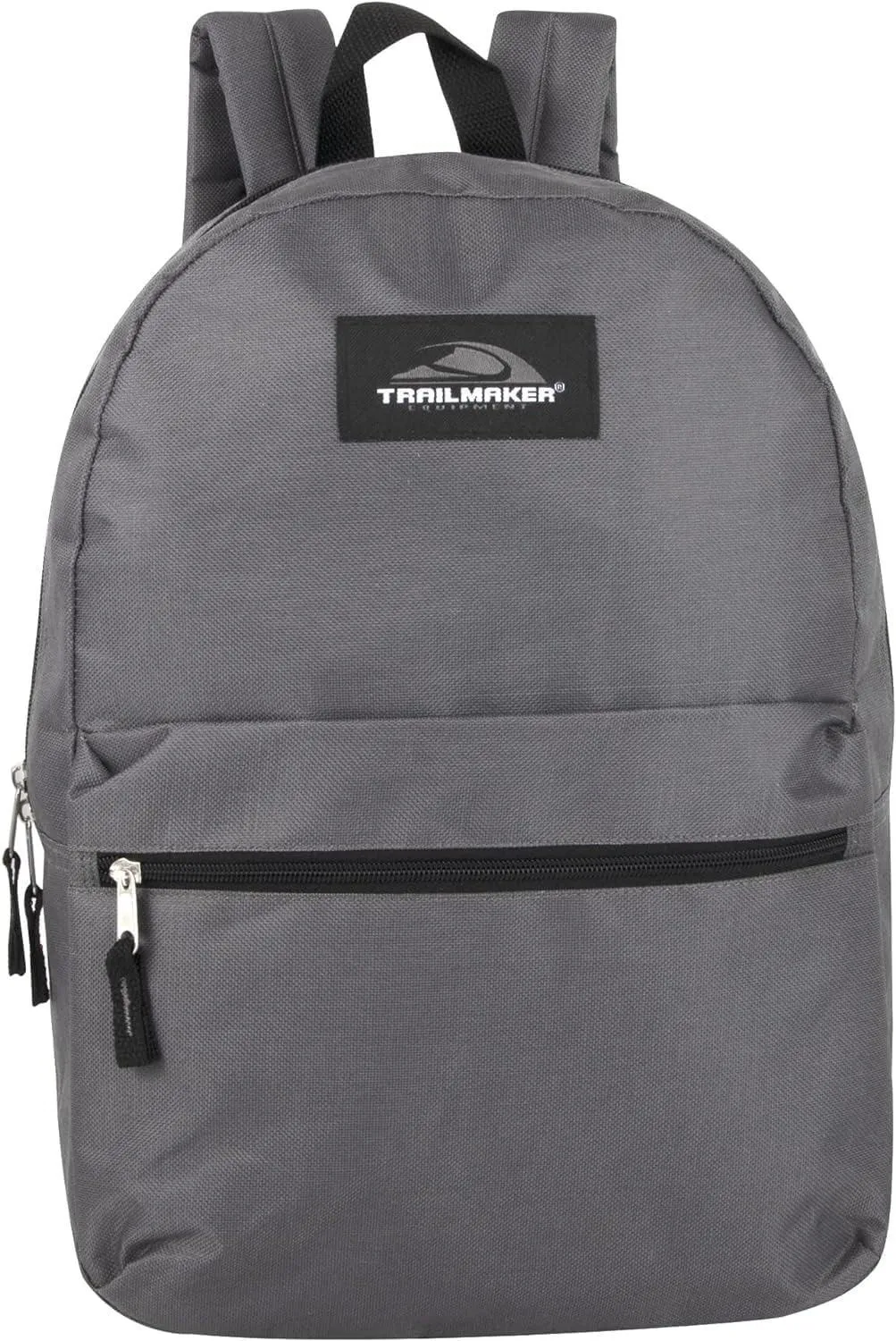 Trail Maker 24 Pack of Bulk Wholesale Basic and Classic 17 Inch Backpacks with Front Accessory Pocket, Dual Zipper Closure and Padded Adjustable Shoulder Straps for Work, School and Classrooms in Gray