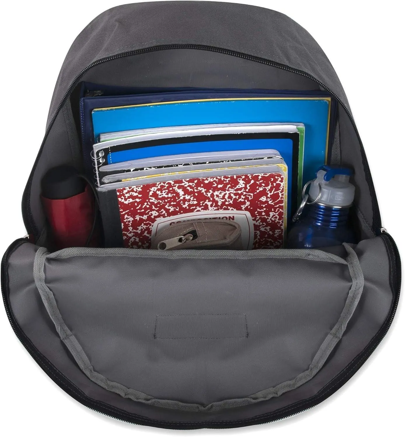 Trail Maker 24 Pack of Bulk Wholesale Basic and Classic 17 Inch Backpacks with Front Accessory Pocket, Dual Zipper Closure and Padded Adjustable Shoulder Straps for Work, School and Classrooms in Gray